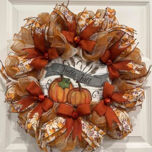 Orange fall custom wreath handmade by LPN Creations