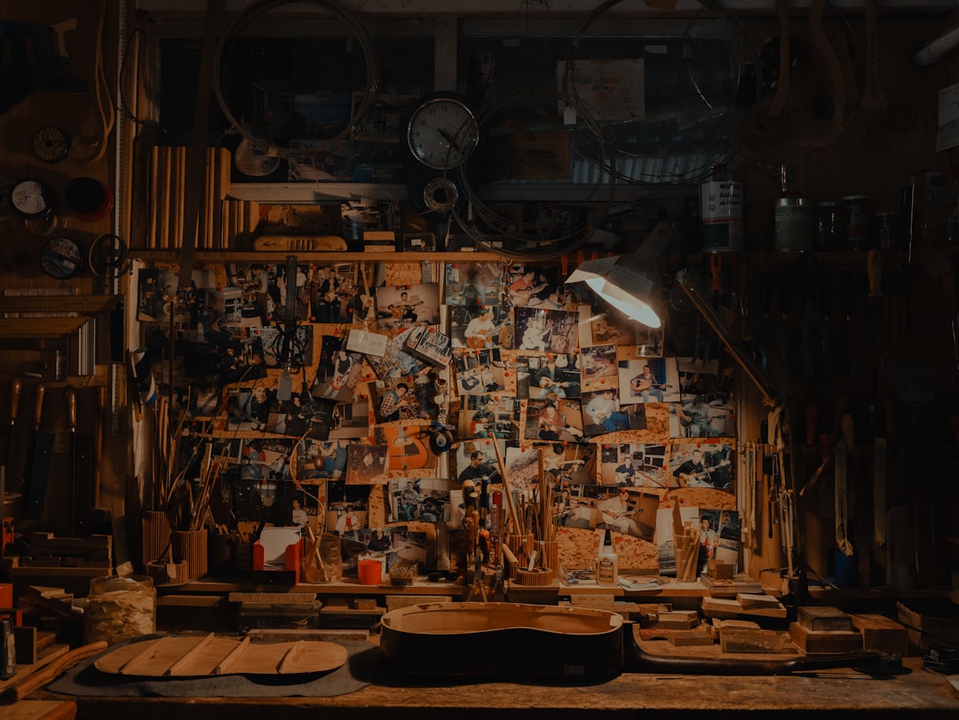 Craft table filled with handmade materials and tools